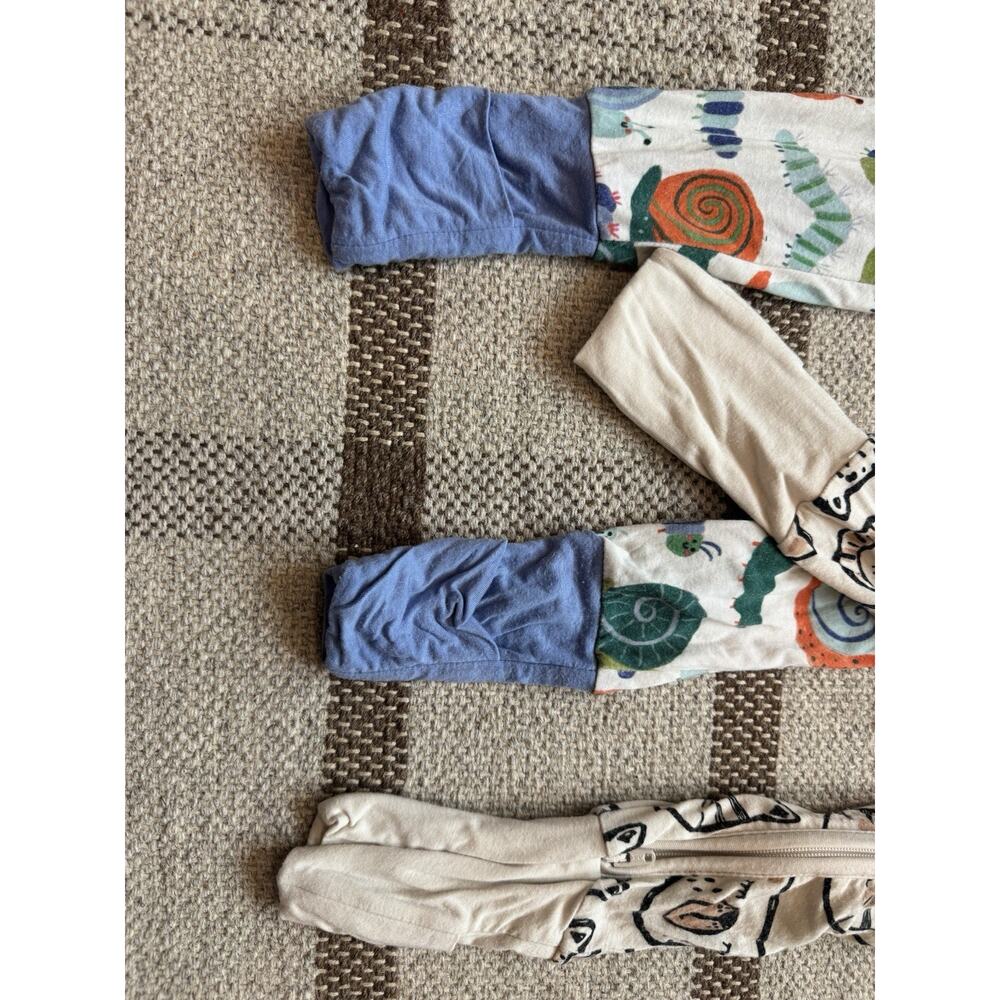 Little Sleepies Zippers Zippy Pajama Set 2 12-18 Month Neutral Animals Bamboo - Picture 8 of 8